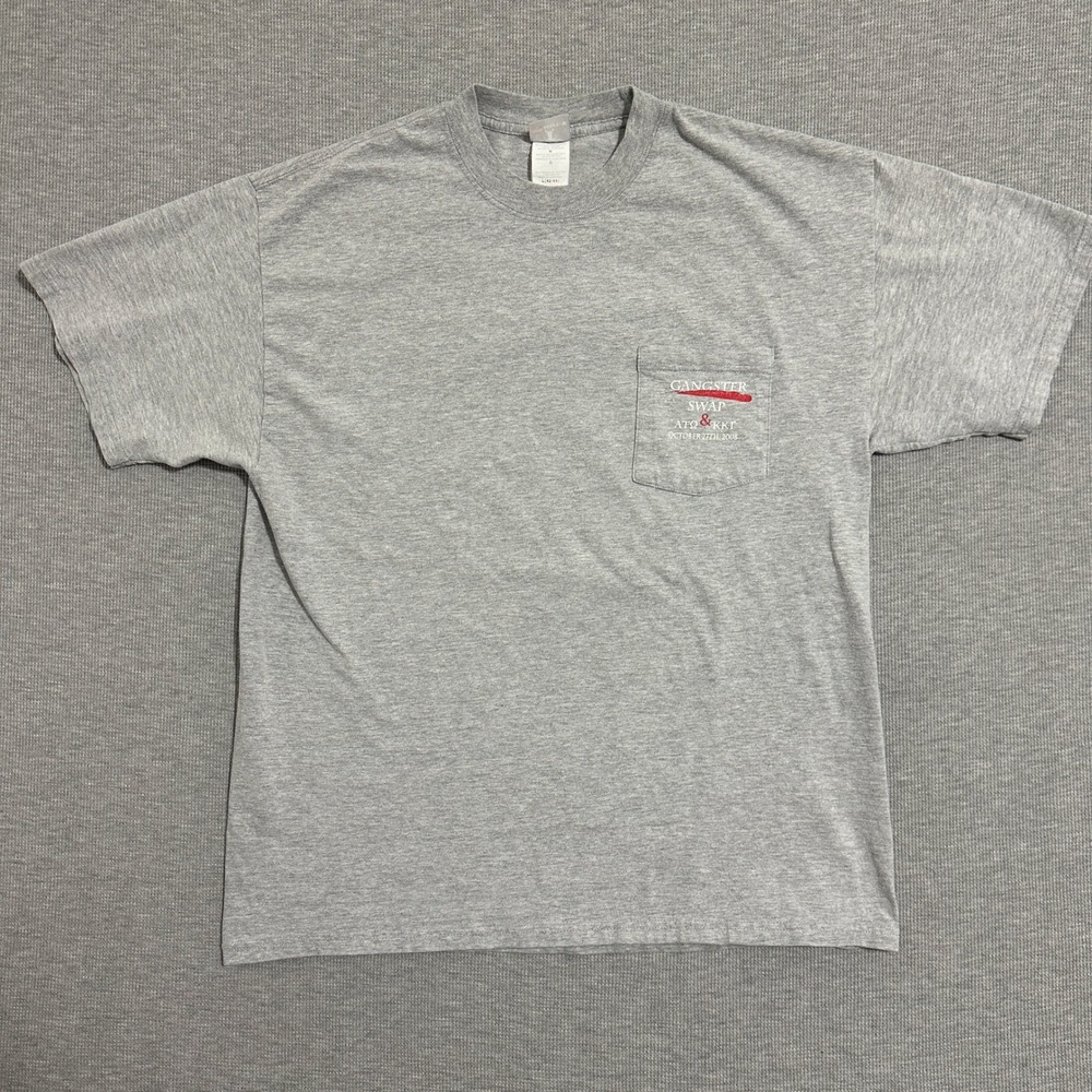 Vintage Hanes Beefy-T Gangster Swap 2008 ATO KKG Gray Pocket Graphic Shirt L